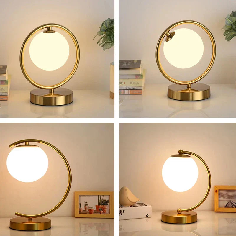 Nordisk LED bordslampa med glasboll – Minimalistisk design för vardagsrum och sovrum | Veska