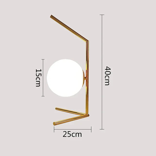 Nordisk LED bordslampa med glasboll – Minimalistisk design för vardagsrum och sovrum | Veska