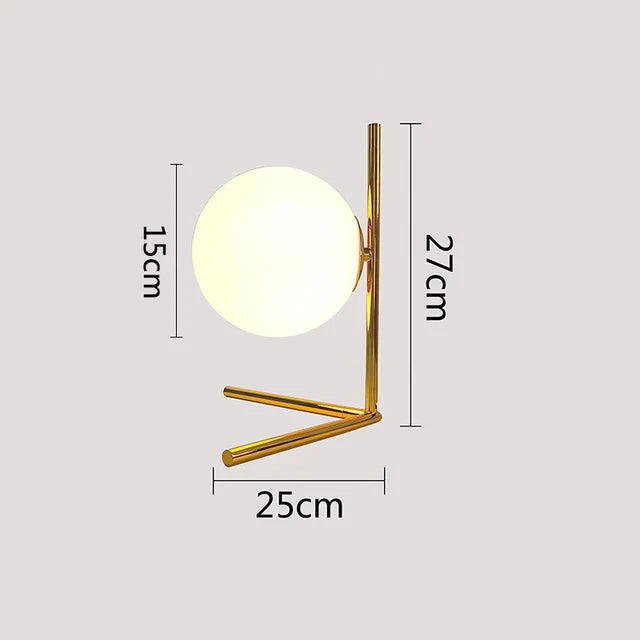 Nordisk LED bordslampa med glasboll – Minimalistisk design för vardagsrum och sovrum | Veska G-Diameter 15 Boll