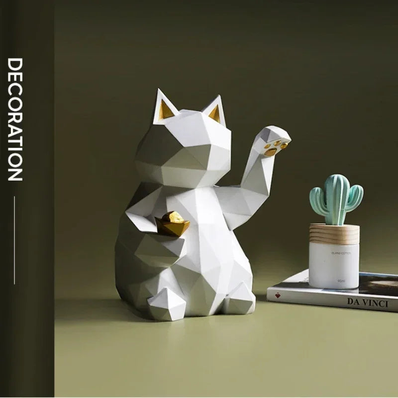 Nordisk minimalism geometri lyckokatt statyer | Veska