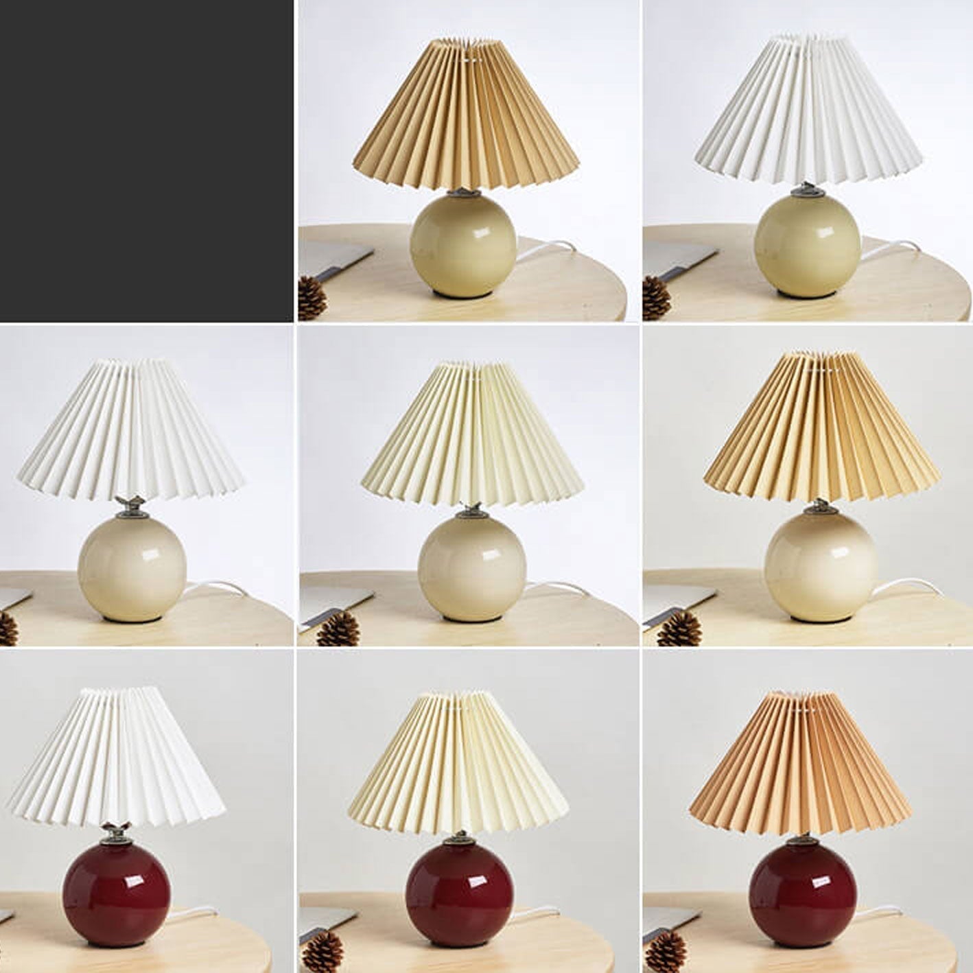 Nordisk minimalistisk 1-ljuskälla bordslampa gjord av keramik med veck | Veska