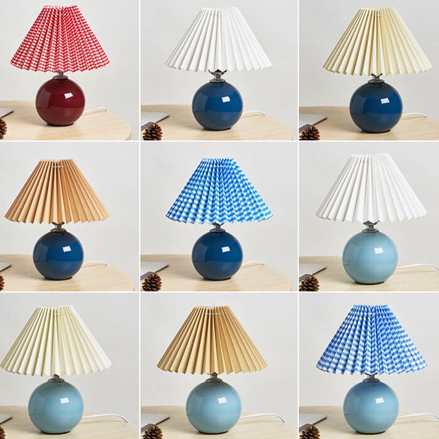 Nordisk minimalistisk 1-ljuskälla bordslampa gjord av keramik med veck | Veska