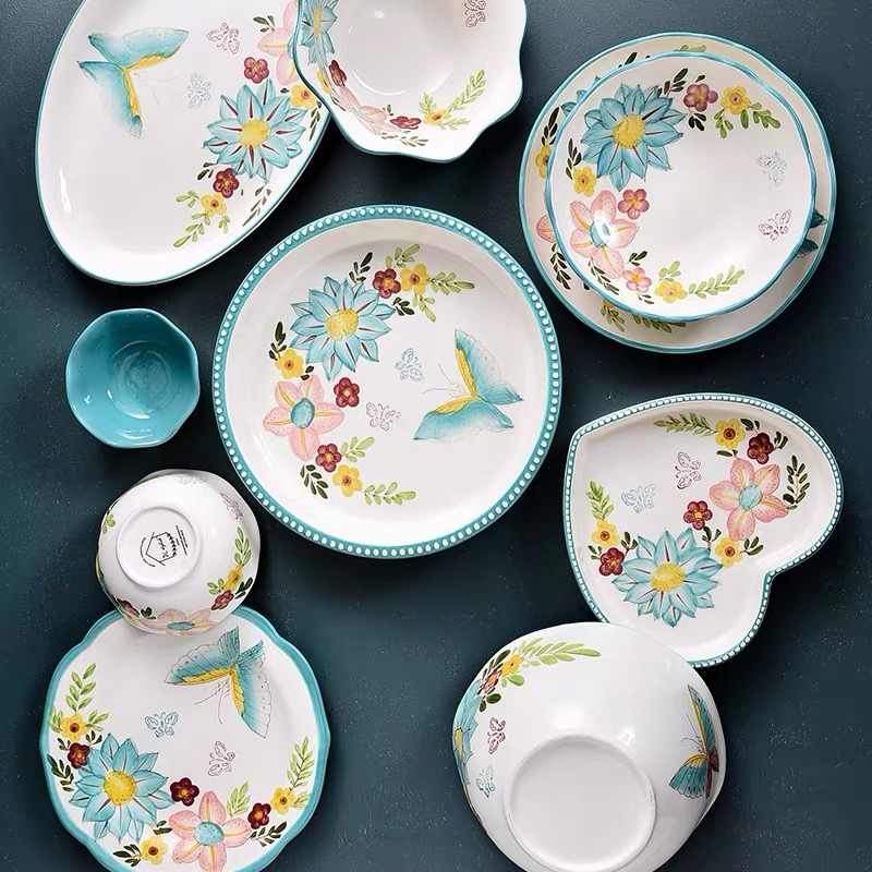 Nordisk stil blommiga tallrikar set | Veska