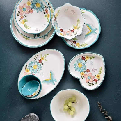 Nordisk stil blommiga tallrikar set | Veska
