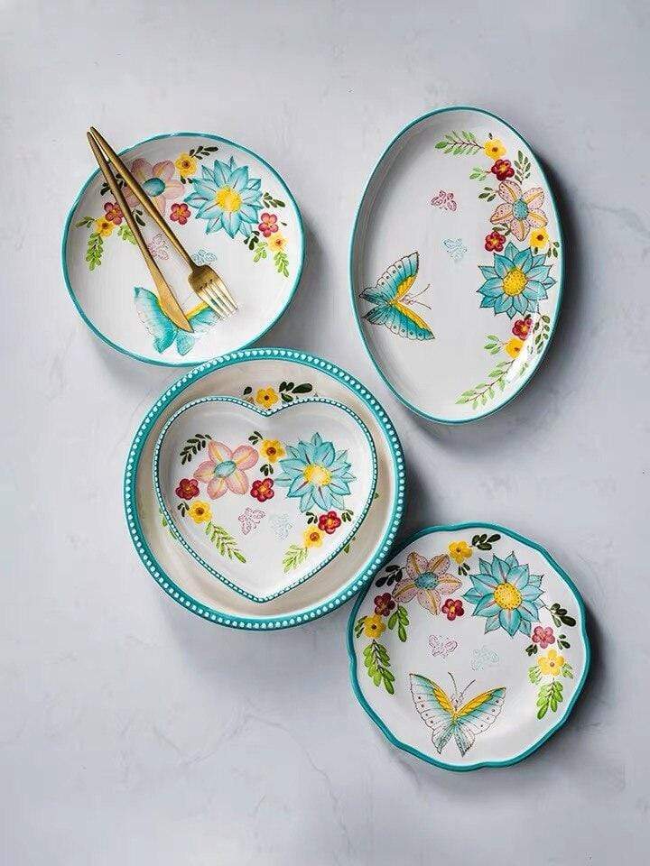Nordisk stil blommiga tallrikar set | Veska
