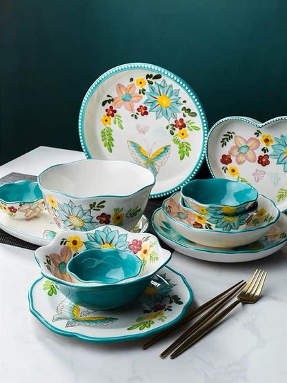Nordisk stil blommiga tallrikar set | Veska