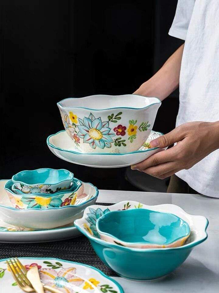 Nordisk stil blommiga tallrikar set | Veska