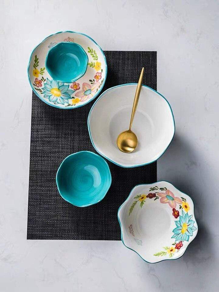 Nordisk stil blommiga tallrikar set | Veska
