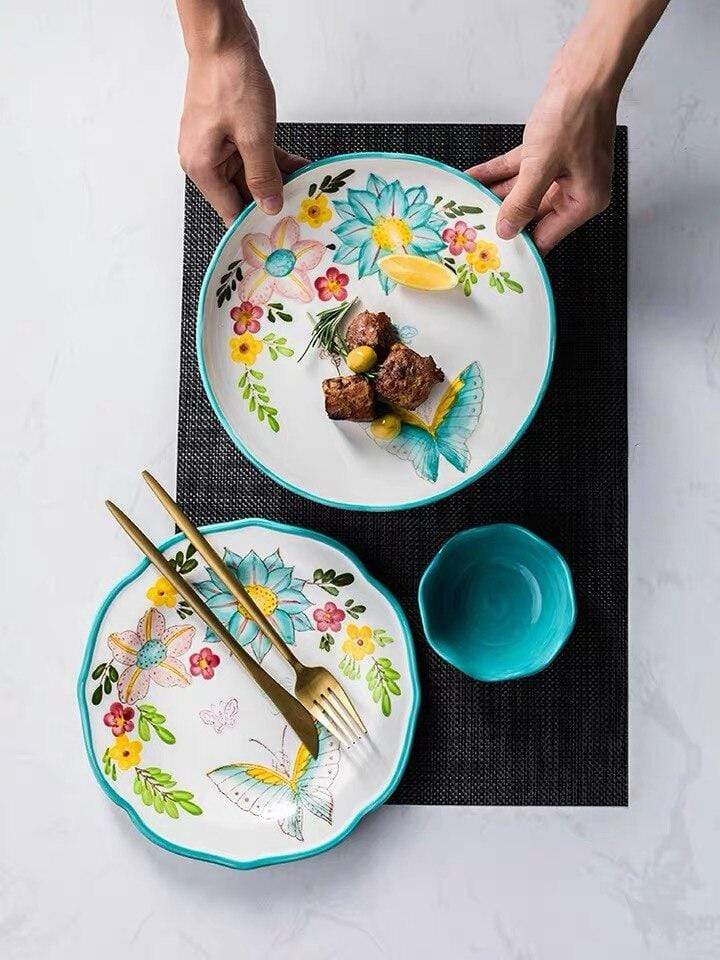 Nordisk stil blommiga tallrikar set | Veska