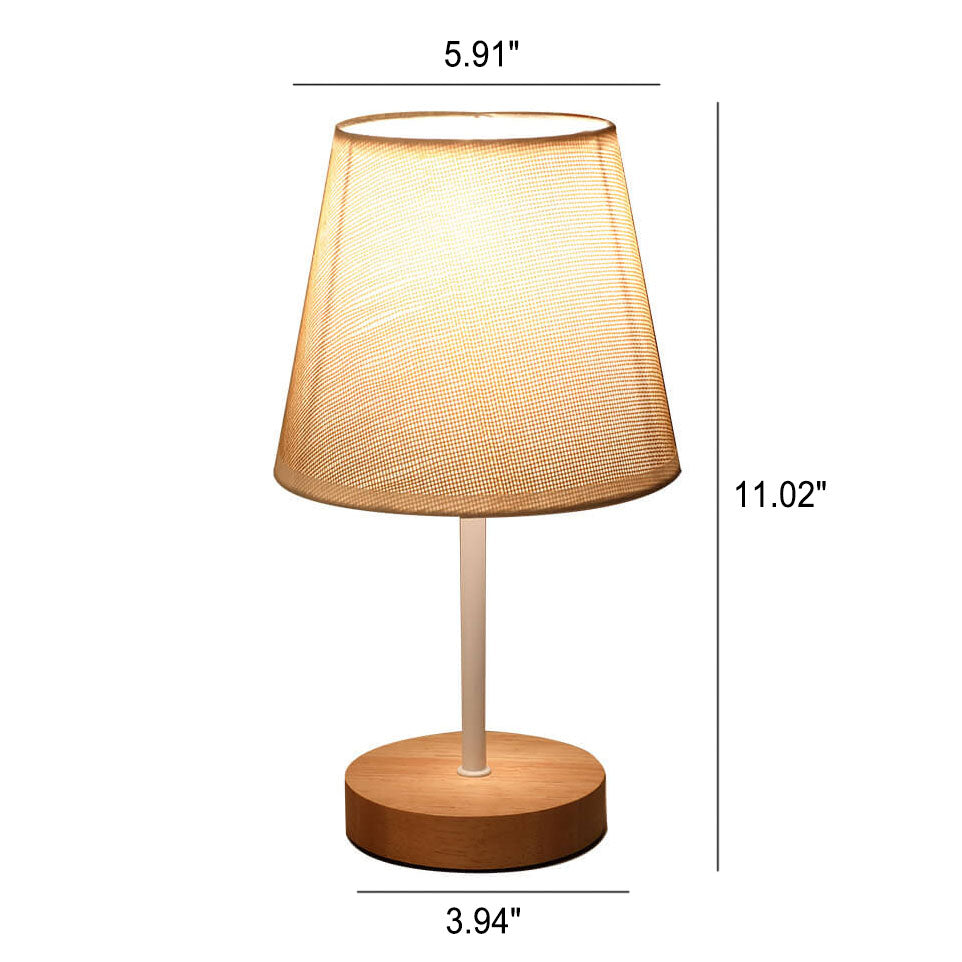 Nordisk Vintage Tyglampa Kon Solid Trä LED Bordslampa | Veska