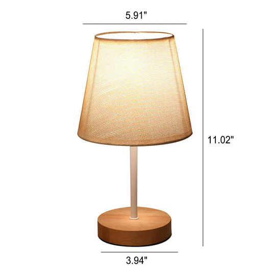 Nordisk Vintage Tyglampa Kon Solid Trä LED Bordslampa | Veska