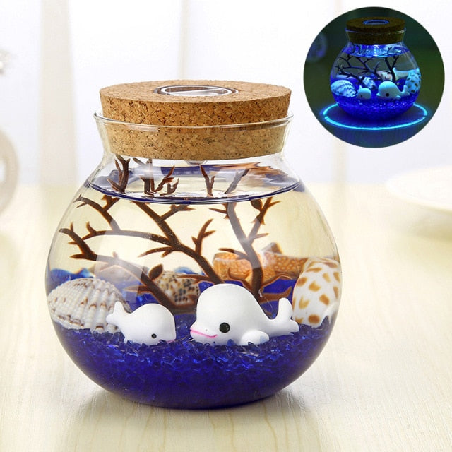 Novelty LED Mini Fisk Havsnattlampa | Veska Deep-Blue-delfin