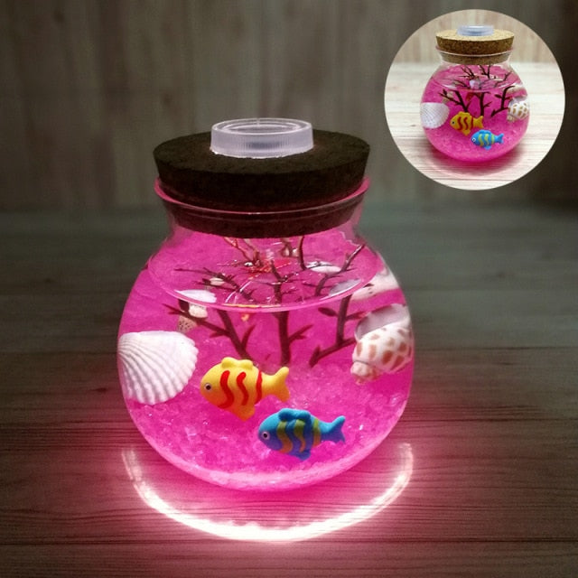Novelty LED Mini Fisk Havsnattlampa | Veska Rosa-Fisk