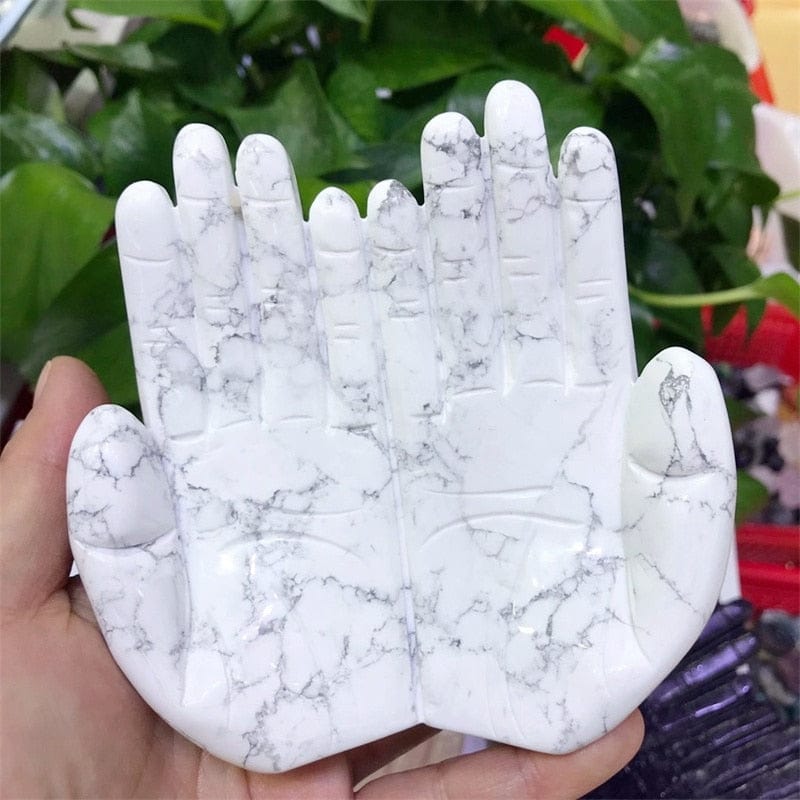 "Öppen för att ta emot" Hands Kristall Snidning | Veska Howlite