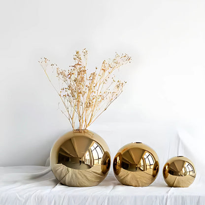 Opulent Golden Ball Vase Collection | Veska Stor