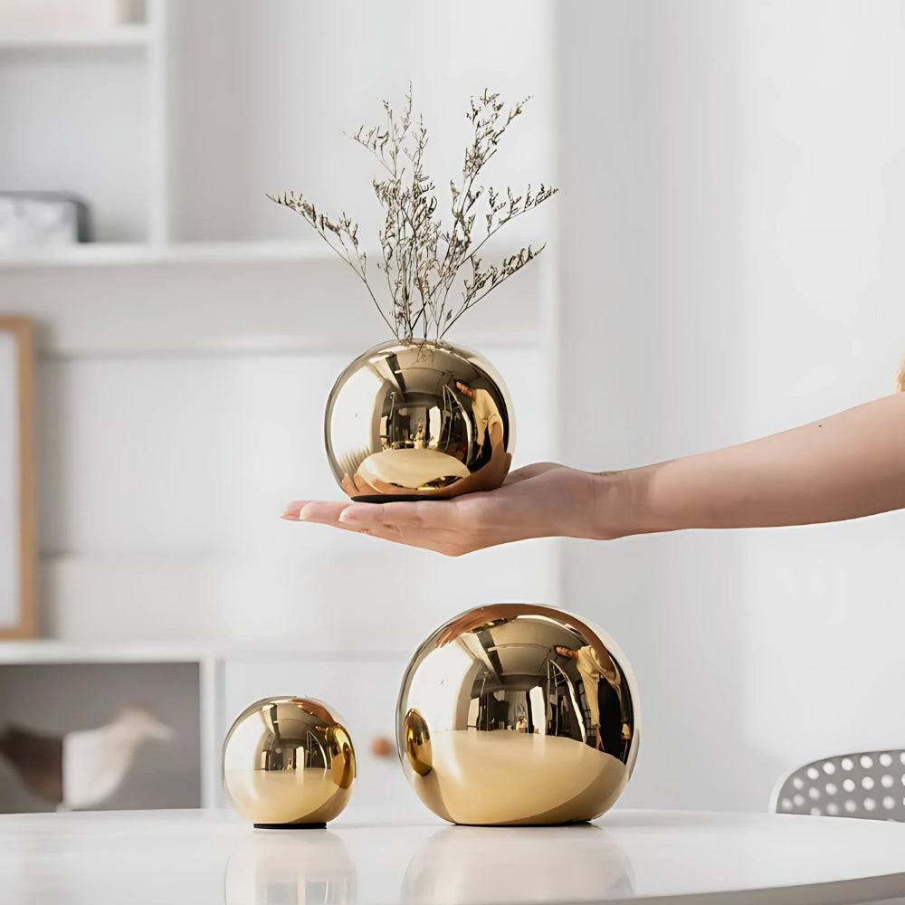Opulent Golden Ball Vase Collection | Veska