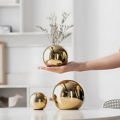 Opulent Golden Ball Vase Collection | Veska