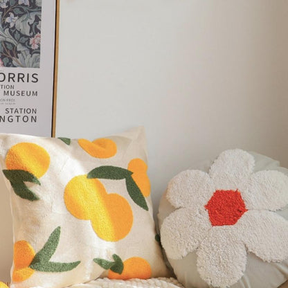 Orange Broderad Kuddöverdrag | Veska