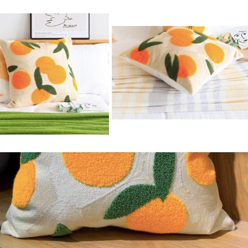 Orange Broderad Kuddöverdrag | Veska