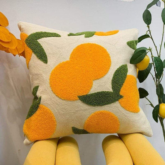 Orange Broderad Kuddöverdrag | Veska