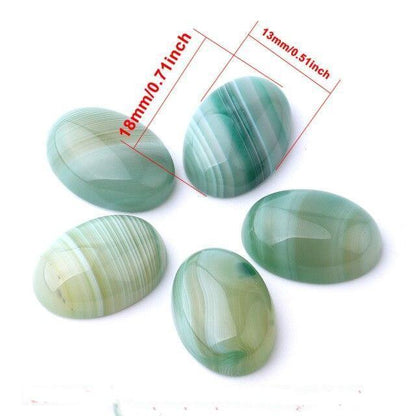 Oval Natural Green Agate Stones | Veska 1.3x1.8cm 0.6"x0.7"
