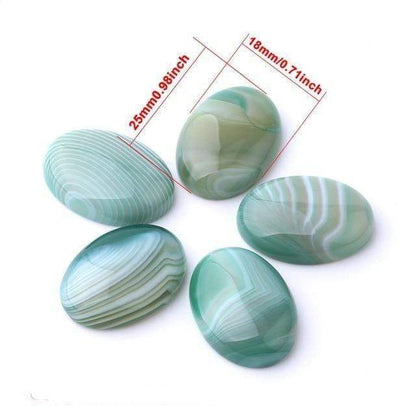 Oval Natural Green Agate Stones | Veska 1.8x2.5cm 0.7"x1"
