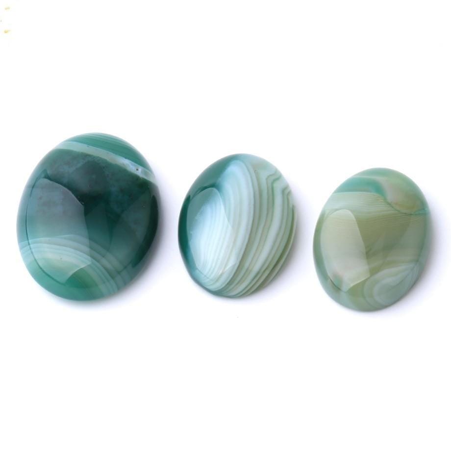 Oval Natural Green Agate Stones | Veska