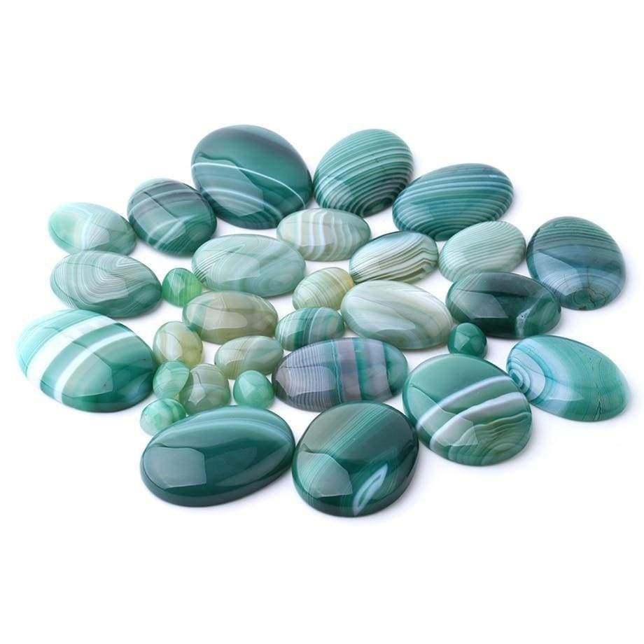 Oval Natural Green Agate Stones | Veska