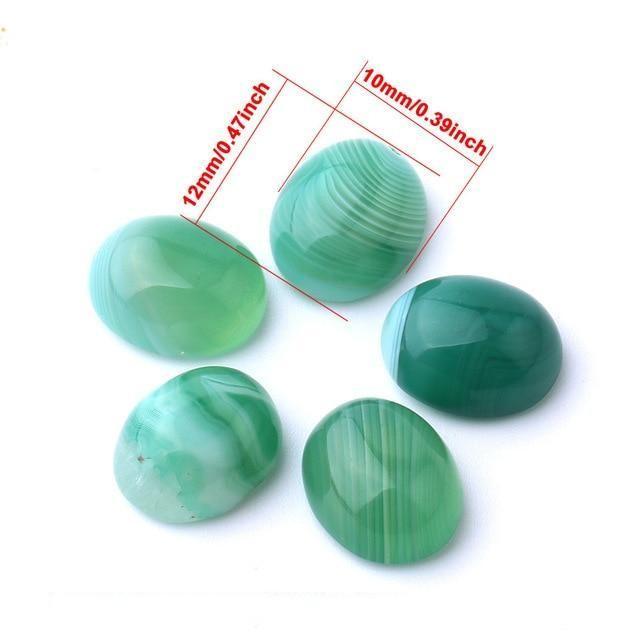 Oval Natural Green Agate Stones | Veska 1x1.2cm 0.4"x0.5"