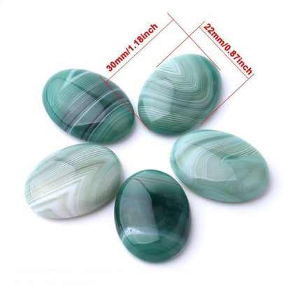 Oval Natural Green Agate Stones | Veska 2.2x3cm 0.9"x1.2"