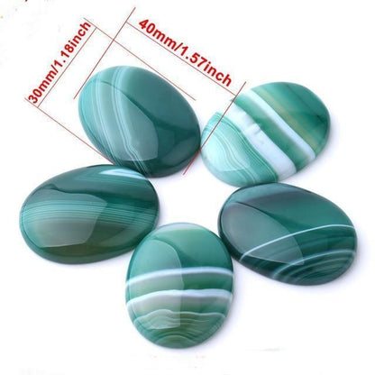 Oval Natural Green Agate Stones | Veska 3x4cm 1.2"x1.6"