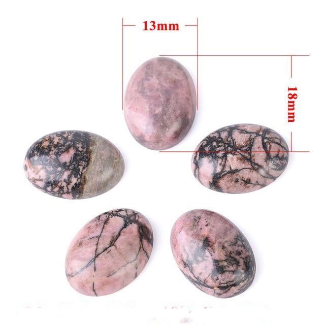 Oval Naturlig Svart Linje Rhodonit Stenar | Veska 1.3x1.8cm 0.6"x0.7",