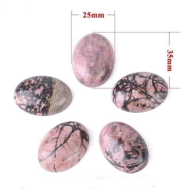 Oval Naturlig Svart Linje Rhodonit Stenar | Veska 2.5x3.5cm 1"x1.4"