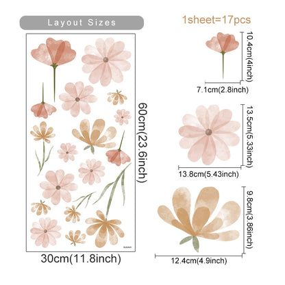 Pastellblommor Vägdekal Set | Veska A