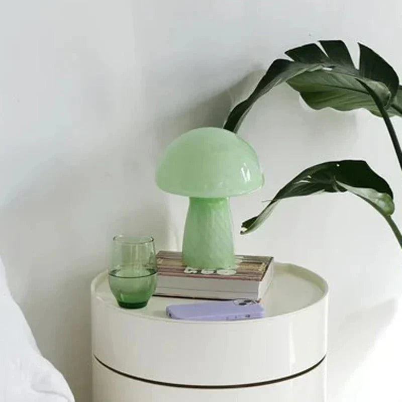 Pastellfärgad glas svamp bordslampa | Veska Grön