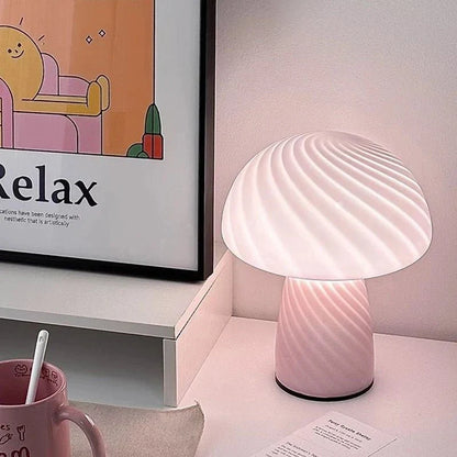 Pastellfärgad glas svamp bordslampa | Veska Rosa