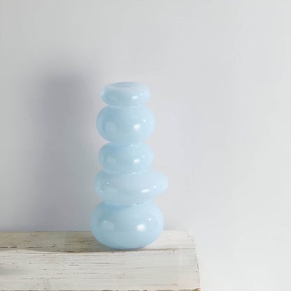 PebVeskae Stack Geometrisk Glas Vas | Veska Blå