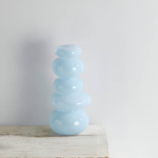 PebVeskae Stack Geometrisk Glas Vas | Veska Blå