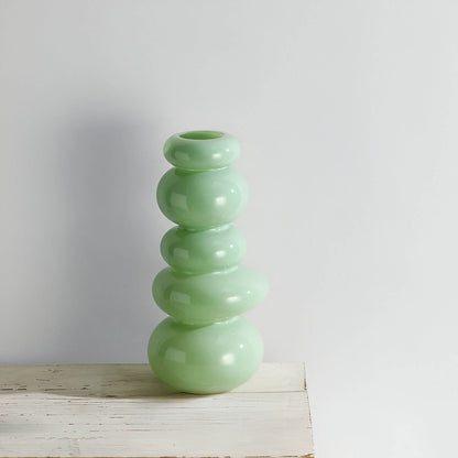 PebVeskae Stack Geometrisk Glas Vas | Veska Grön
