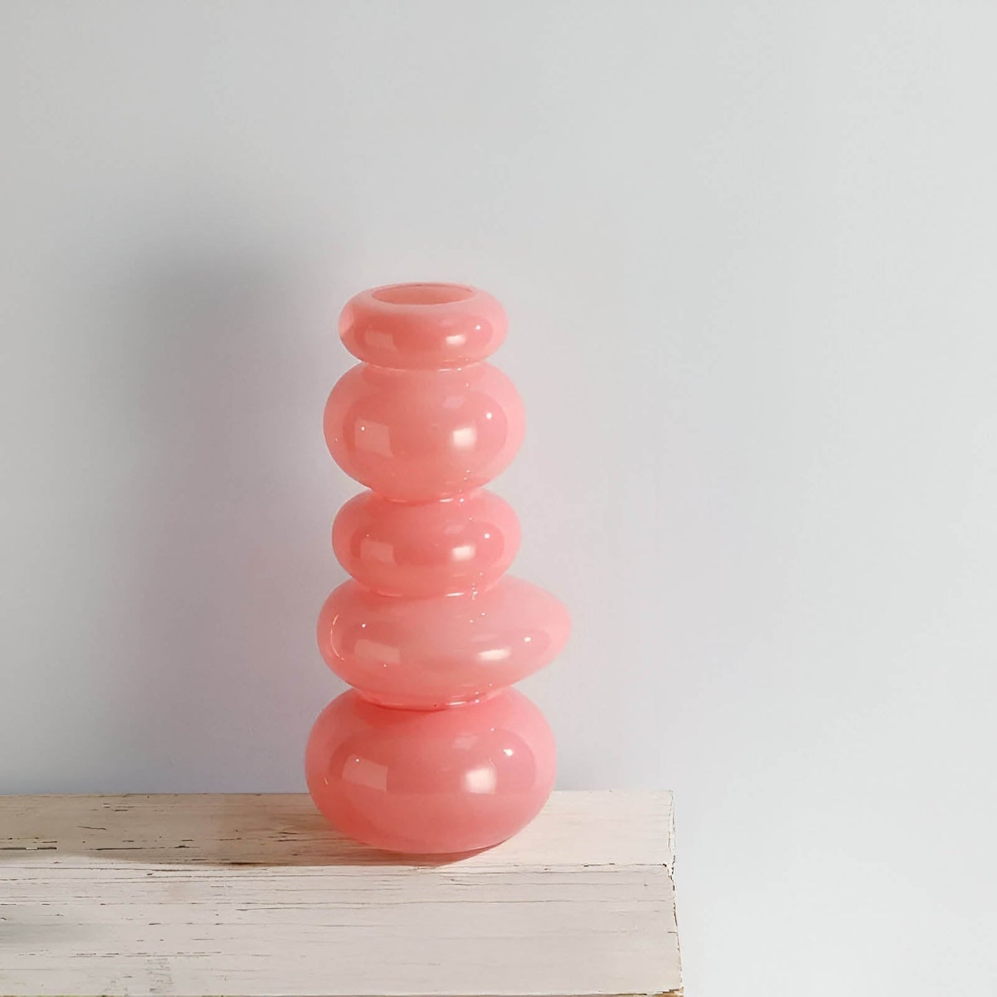 PebVeskae Stack Geometrisk Glas Vas | Veska Korallrosa