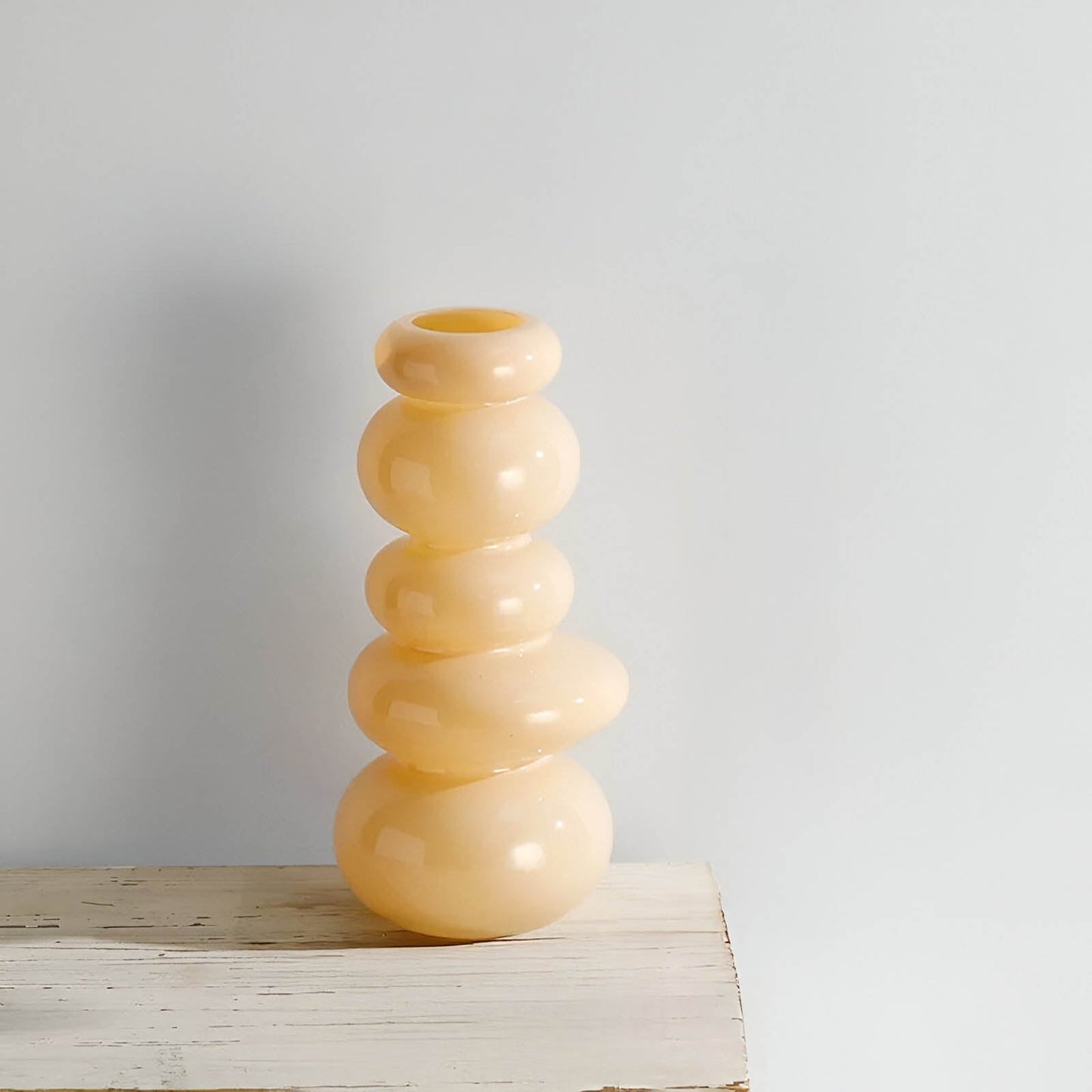 PebVeskae Stack Geometrisk Glas Vas | Veska Mörk grädde