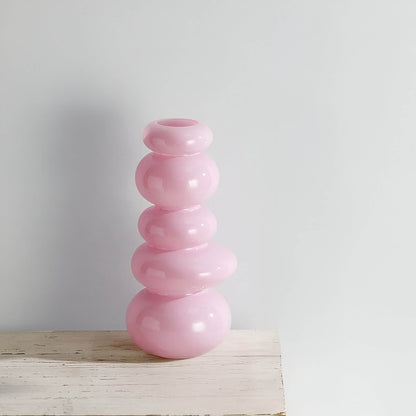 PebVeskae Stack Geometrisk Glas Vas | Veska Rosa
