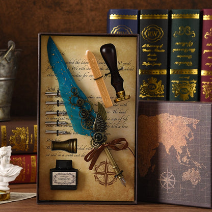 Phoenix Feather Mechanic Calligraphy Pen Set | Veska grön