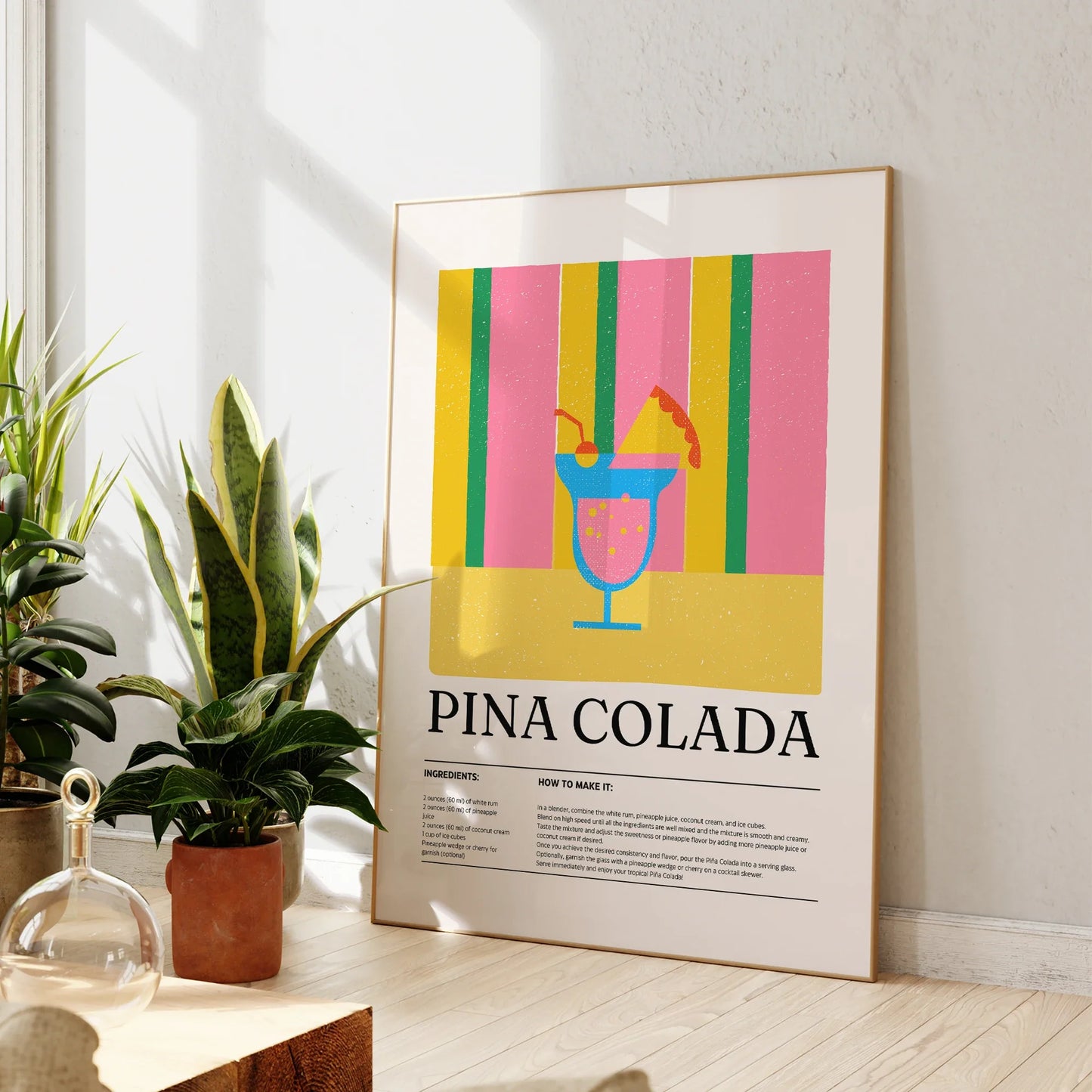 Piña Colada Cocktail Väggkonst – Tropisk & Stilig Dekor | Veska