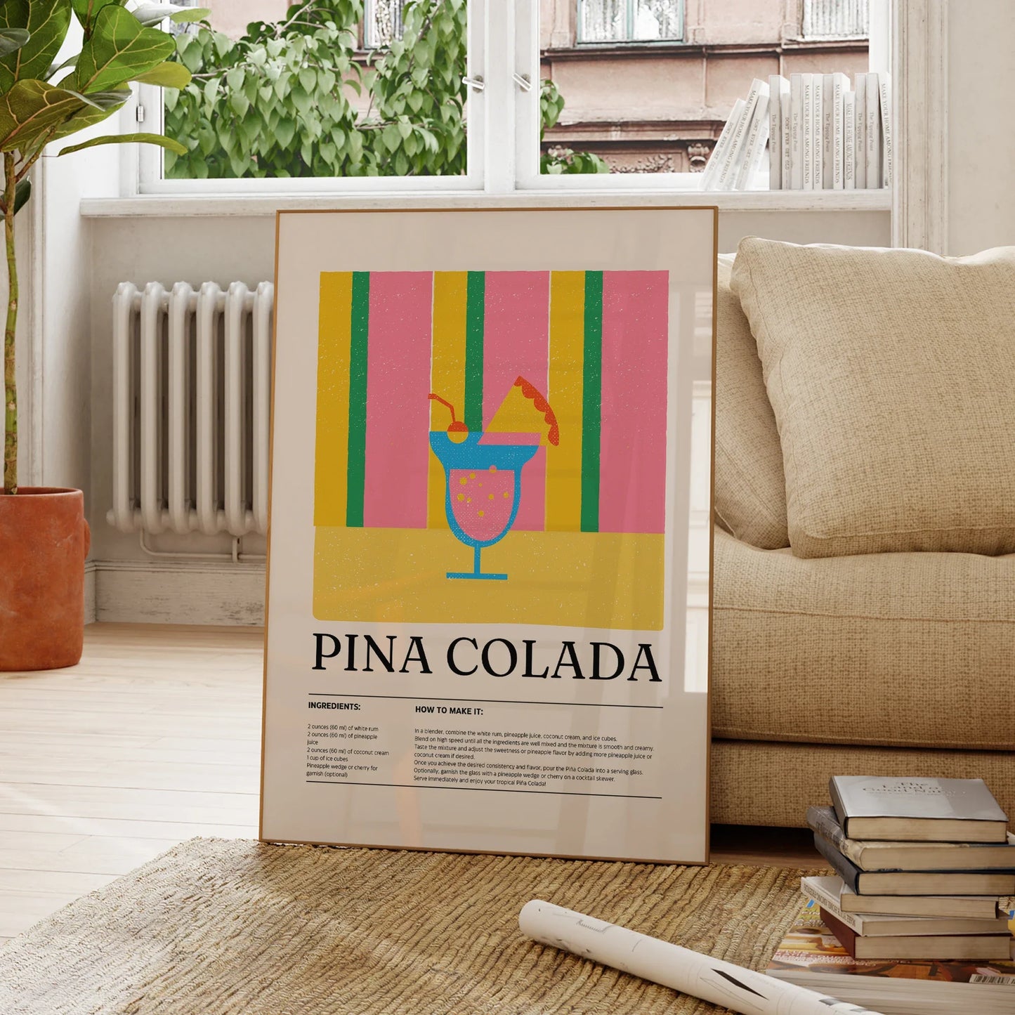 Piña Colada Cocktail Väggkonst – Tropisk & Stilig Dekor | Veska