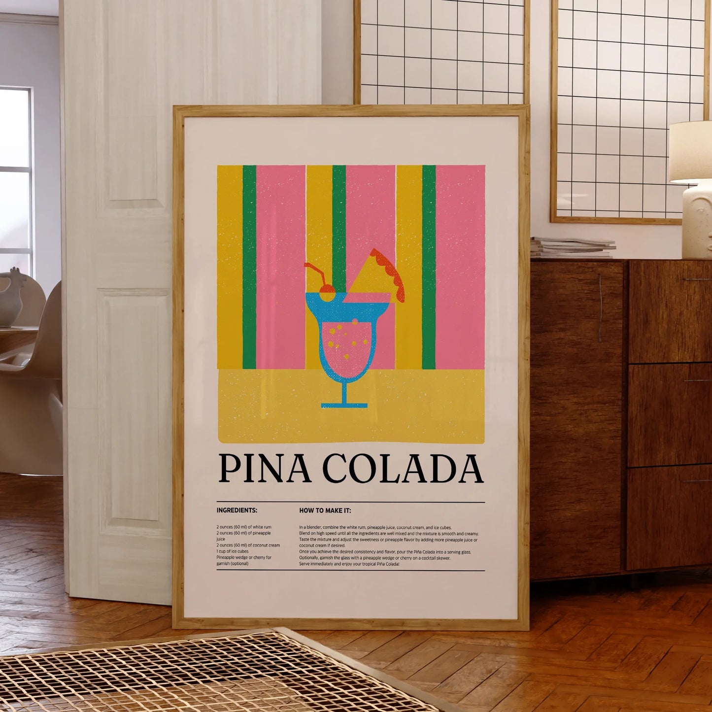 Piña Colada Cocktail Väggkonst – Tropisk & Stilig Dekor | Veska
