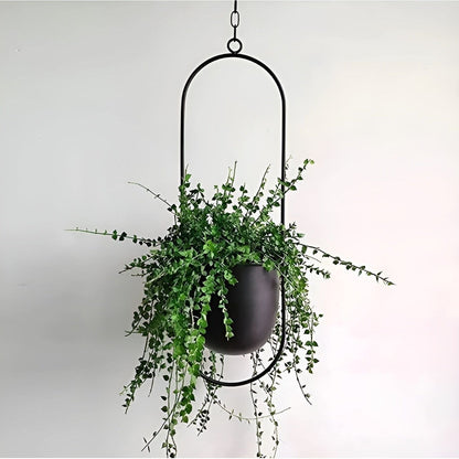 Plant Hängare - Elegant Metall Hängande Veskaomkruka Hållare | Veska Oval Svart