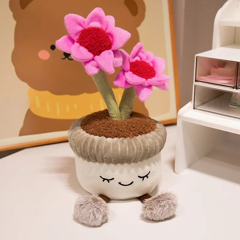 Plush Potted Plants Series | Veska Rosa Blomma 30 cm 12 tum