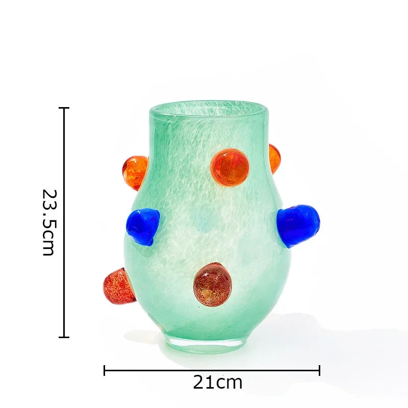 Polka Globe Glass Vase Collection | Veska Emerald Curvy Cup