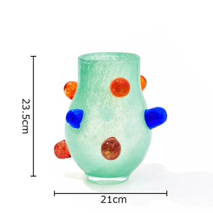Polka Globe Glass Vase Collection | Veska Emerald Curvy Cup